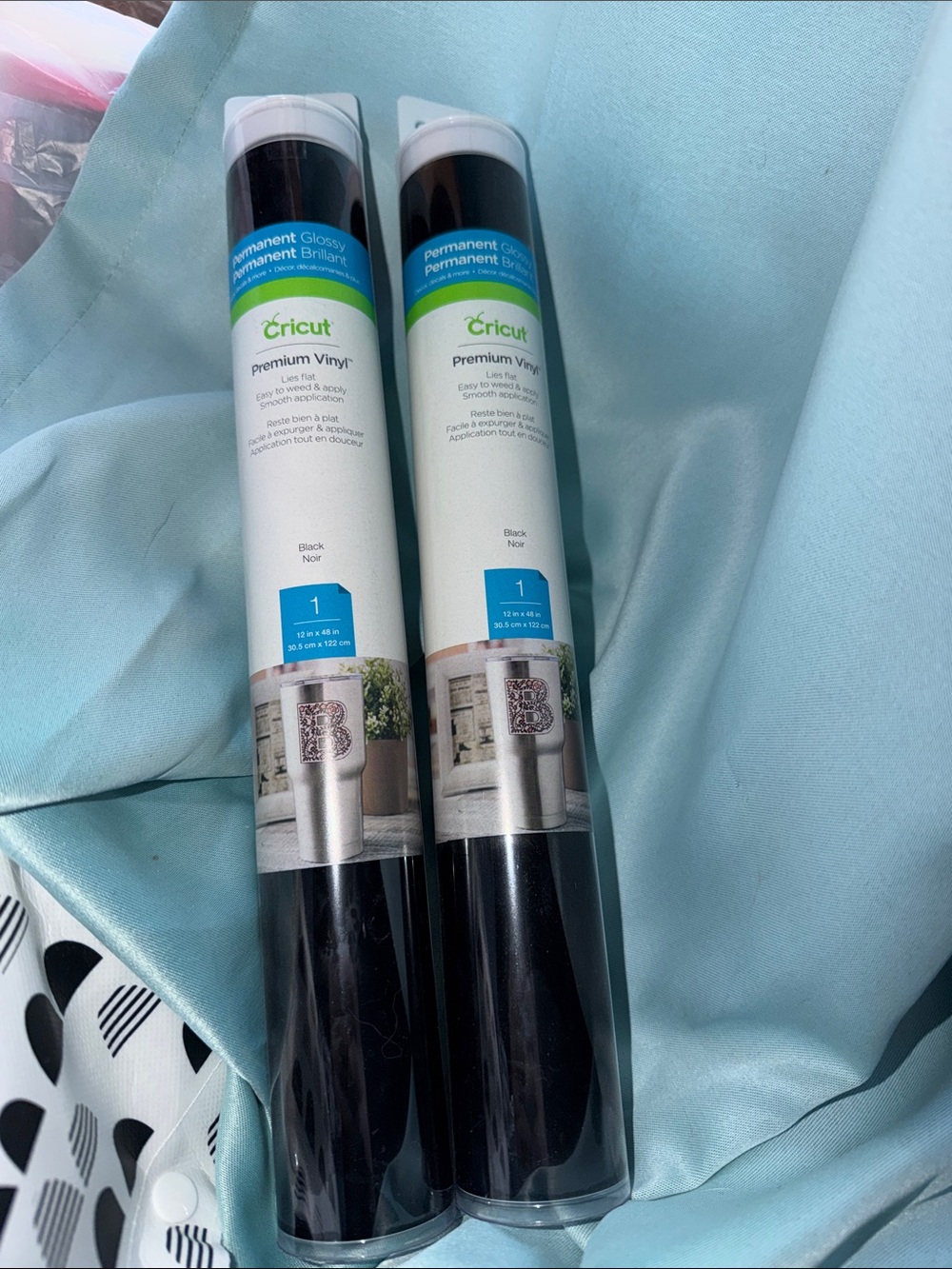 NEW Cricut Black Premium Vinyl Rolls - Glossy Permanent (2 rolls)